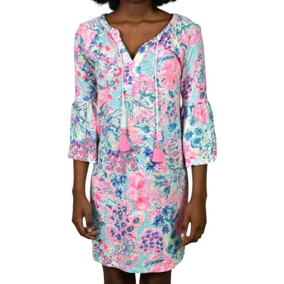 LILLY Pulitzer Del Largo Tunic Dress in Serene Blue Gypsea - Picture 2 of 4